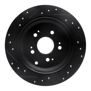 Honda Odyssey Brake Rotor (1) - Rear Right - R1 Concepts - Drilled & Slotted - Black - `05-`10